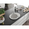 Mexen Kevin chiuvetă de granit cu 1 compartiment și scurgător și baterie de bucătărie Aster, alb - 6517-20-73450-02