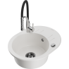 Mexen Kevin gránit konyhai mosogató 1-medencés csepegtetővel és konyhai csapteleppel Aster, fehér - 6517-20-73450-07-B