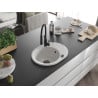 Mexen Kevin chiuvetă de granit cu 1 compartiment, cu scurgător și baterie de bucătărie Aster, alb - 6517-20-73450-70-B