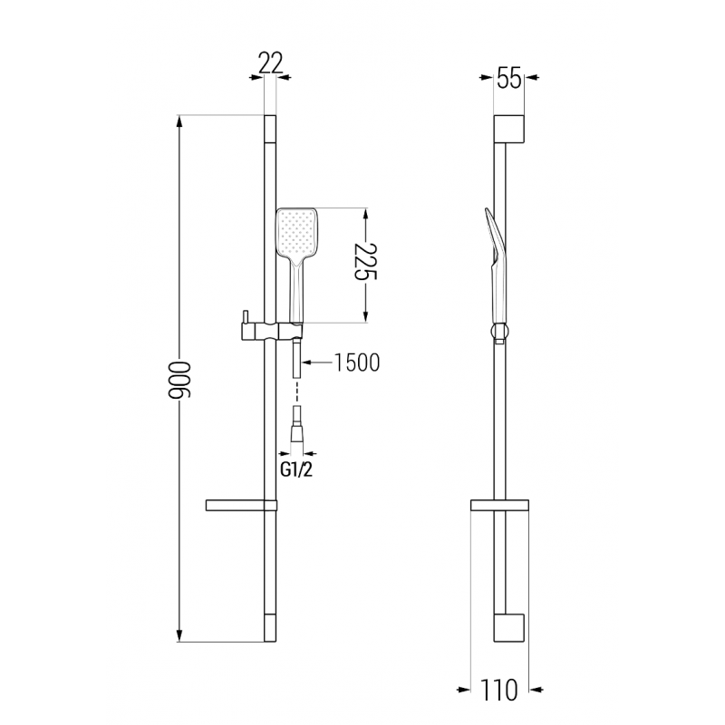Mexen Pecos DS75 kád csaptelep készlet, fekete - 72703DS75-70