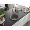 Mexen Kevin chiuvetă de granit 1 compartiment cu picurător și baterie de bucătărie Aster, gri - 6517-71-73450-57-G