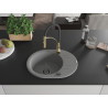 Mexen Kevin chiuvetă de granit cu o cuvă cu scurgător și baterie de bucătărie Aster, gri - 6517-71-73450-57-B