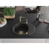 Mexen Kevin chiuvetă granită 1-cameră cu scurgător și baterie bucătărie Aster, negru/argintiu metalic - 6517-73-73450-57-G
