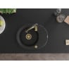 Mexen Kevin chiuvetă granită 1-cameră cu scurgător și baterie bucătărie Aster, negru/argintiu metalic - 6517-73-73450-57-G