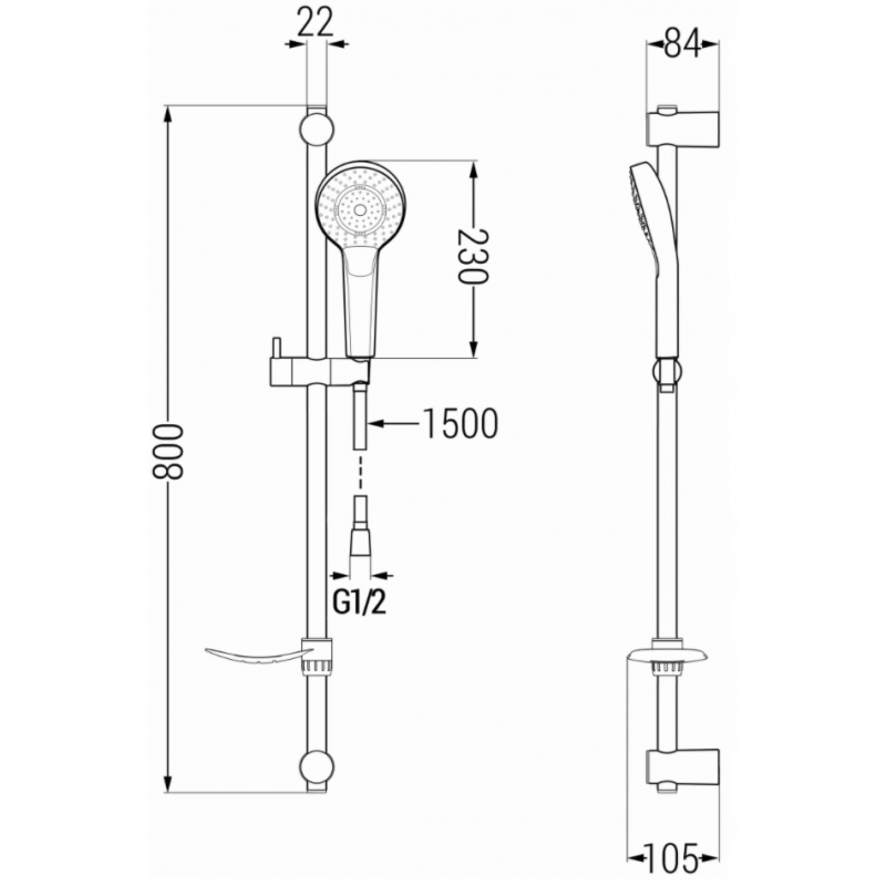 Mexen Pecos DF05 set cadă, negru - 72713DF05-70