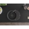 Mexen Kevin chiuvetă de granit cu 1 compartiment, cu scurgător și baterie de bucătărie Aster, negru pătat