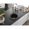 Mexen Kevin chiuvetă de bucătărie din granit cu 1 cuvă, scurgător și baterie Aster, negru - 6517-77-73450-57-G