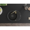 Mexen Kevin chiuvetă din granit cu 1 compartiment, cu scurgător și baterie de bucătărie Aster, neagră - 6517-77-73450-57-B