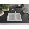 Mexen Carlos chiuvetă de bucătărie din granit 1,5 compartimente cu baterie de bucătărie Aster, alb - 6518-20-73450-07
