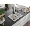 Mexen Carlos chiuvetă de granit cu 1,5 cuve cu baterie de bucătărie Aster, albă - 6518-20-73450-70-B