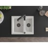 Mexen Carlos chiuvetă din granit cu 1,5 compartimente și baterie de bucătărie Aster, alb - 6518-20-73450-70-B