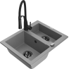Mexen Carlos 1,5-medencés gránit mosogatótálca Aster konyhai csappal, szürke - 6518-71-73450-70-B