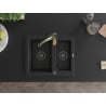 Mexen Carlos chiuvetă de granit cu 1,5 compartimente cu baterie de bucătărie Aster, negru/argintiu metalizat - 6518-73-73450-57?