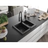 Mexen Carlos chiuvetă granit 1,5 compartiment cu baterie bucătărie Aster, negru/argintiu metalic - 6518-73-73450-70-B