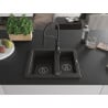 Mexen Carlos chiuvetă de granit 1,5 camere cu baterie de bucătărie Aster, negru/auriu metalic - 6518-75-73450-70-B