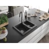 Mexen Carlos chiuvetă granit 1,5 camere cu baterie de bucătărie Aster, negru cu puncte - 6518-76-73450-07