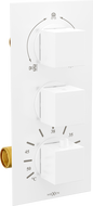 Mexen Cube baterie termostatică pentru cadă si duș cu 3 ieșiri, Albă - 77503-20