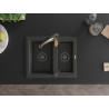 Mexen Carlos chiuvetă de granit cu 1,5 compartimente și baterie de bucătărie Aster, neagră pătată - 6518-76-73450-57-B