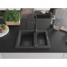 Mexen Carlos chiuvetă de granit 1,5 camere cu baterie de bucătărie Aster, negru înstelat - 6518-76-73450-70-B