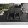 Mexen Carlos chiuvetă de granit cu 1,5 compartimente și baterie de bucătărie Aster, negru - 6518-77-73450-70-B