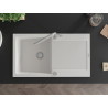 Mexen Leo chiuvetă de bucătărie din granit cu 1 cuvă, cu scurgător și baterie Flora, albă - 6501-20-670401-00