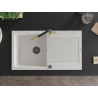 Mexen Leo chiuvetă de granit cu 1 compartiment, cu scurgător și baterie de bucătărie Flora, alb - 6501-20-670401-57-B