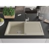 Mexen Leo chiuvetă de granit cu un compartiment, cu picurător și baterie de bucătărie Flora, Bej - 6501-69-670401-07