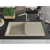 Mexen Leo Chiuvetă de granit cu 1 compartiment cu scurgător și baterie de bucătărie Flora, bej - 6501-69-670401-09