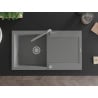 Mexen Leo chiuvetă de granit cu un compartiment, cu picurător și baterie de bucătărie Flora, gri - 6501-71-670401-06