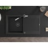 Mexen Leo chiuvetă de bucătărie din granit cu 1 compartiment, cu picurător și baterie de bucătărie Flora, negru/argintiu metali?