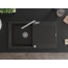 Mexen Leo chiuvetă din granit cu 1 cameră, scurgător și baterie de bucătărie Flora, negru/auriu metalic - 6501-75-670401-00