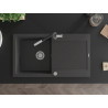 Mexen Leo chiuvetă de granit cu 1 compartiment cu scurgător și baterie bucătărie Flora, negru cu puncte - 6501-76-670401-07