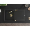 Mexen Leo chiuvetă de granit cu 1 compartiment cu scurgător și baterie de bucătărie Flora, negru - 6501-77-670401-57-G