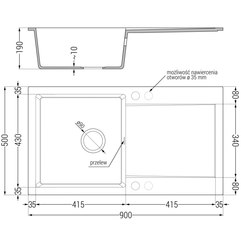 Mexen Leo 1-medencés gránit mosogató csepegtetővel és Flora konyhai csappal, fekete - 6501-77-670401-70-B