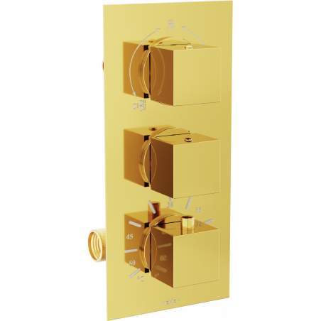 Baterie cadă-duș termostatice Mexen Cube cu 3 ieșiri, aurie - 77503-50