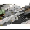 Mexen Matias chiuvetă de granit 1,5 camere cu scurgător și baterie de bucătărie Flora, negru/auriu - 6502-75-670401-57-G