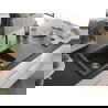 Mexen Matias chiuvetă de granit 1,5-camere cu scurgător și baterie de bucătărie Flora, negru picurat - 6502-76-670401-07