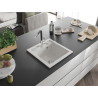Mexen Vito chiuvetă de granit cu 1 compartiment cu baterie de bucătărie Flora, alb - 6503-20-670401-07