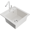Mexen Vito chiuvetă de bucătărie din granit, 1 compartiment, cu baterie Flora, alb - 6503-20-670401-02