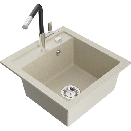 Mexen Vito chiuvetă granit 1-cameră cu baterie bucătărie Flora, bej - 6503-69-670401-07