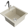 Mexen Vito chiuvetă de bucătărie din granit, cu 1 compartiment, cu baterie Flora, bej - 6503-69-670401-07