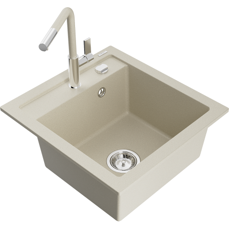 Mexen Vito chiuvetă de bucătărie granit 1-cu o cameră cu baterie Flora, bej - 6503-69-670401-09