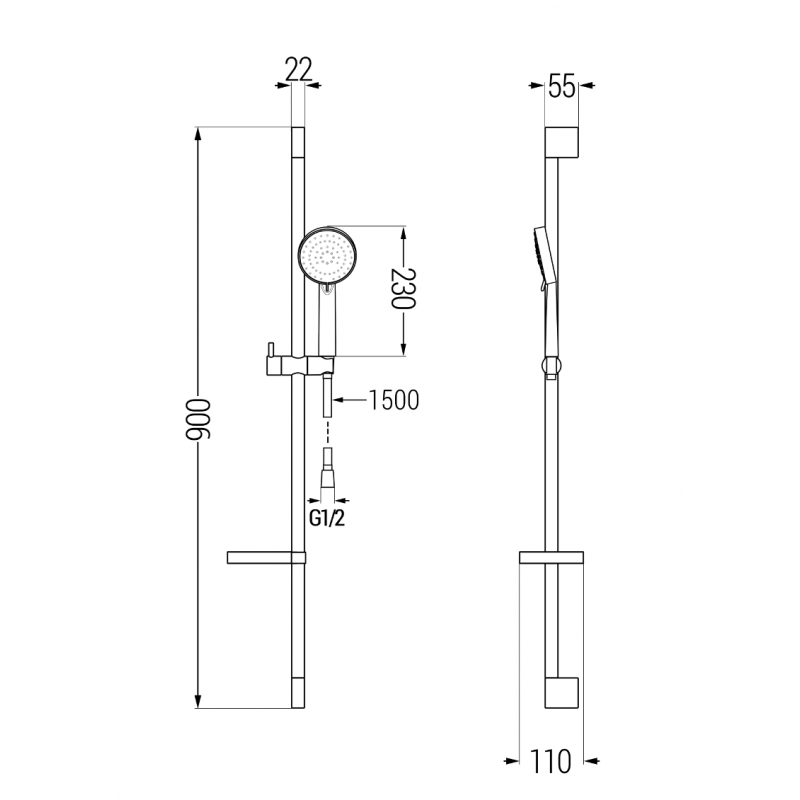 Mexen Pecos Set cadă DS75, crom - 72713DS75-00
