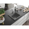 Mexen Vito chiuvetă de granit 1-camerală cu baterie de bucătărie Flora, gri - 6503-71-670401-06
