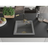 Mexen Vito chiuvetă de bucătărie din granit cu 1 cuvă și baterie Flora, gri - 6503-71-670401-57-G