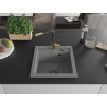 Mexen Vito chiuvetă de bucătărie din granit cu 1 cuvă și baterie de bucătărie Flora, gri - 6503-71-670401-57-B