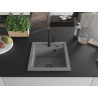 Mexen Vito chiuvetă de bucătărie din granit cu 1 compartiment și baterie Flora, gri - 6503-71-670401-70-B