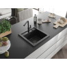 Mexen Vito chiuvetă granit 1-cameră cu baterie de bucătărie Flora, negru/argintiu metalic - 6503-73-670401-70-B