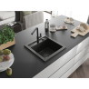 Mexen Vito chiuvetă de bucătărie din granit cu 1 compartiment cu baterie Flora, negru/auriu metalizat - 6503-75-670401-70-B