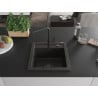 Mexen Vito chiuvetă de granit cu 1 compartiment și baterie de bucătărie Flora, Neagră/Auriu metalic - 6503-75-670401-70-B